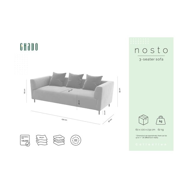 Bež žametna zofa Ghado Nosto-image-3