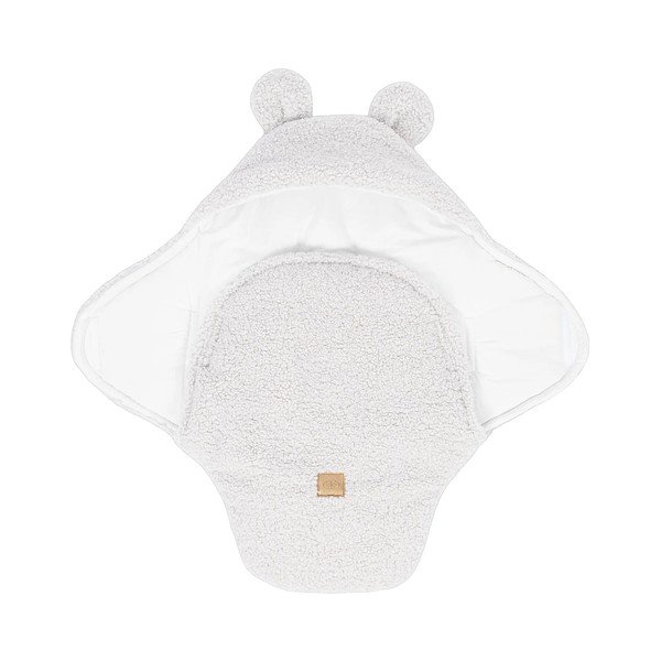 Slonokoščena odeja za povijanje dojenčka iz sherpa flisa 45x80 cm – Meowbaby-image-2