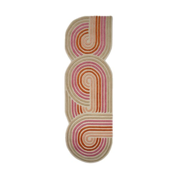 Rožnat ročno tkan volnen tekač 80x300 cm Spiral Shaped  – Flair Rugs