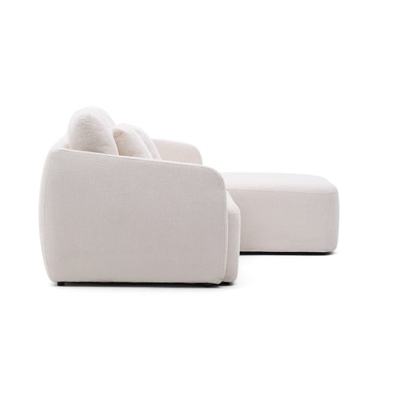 Kremno bela raztegljiva kotna sedežna garnitura iz šenilje (desni kot/z ležalnikom) Laira – Kave Home-image-3