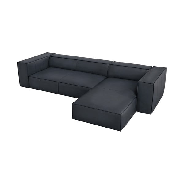 Temno modra usnjena kotna sedežna garnitura (desni kot) Madame – Windsor & Co Sofas-image-2