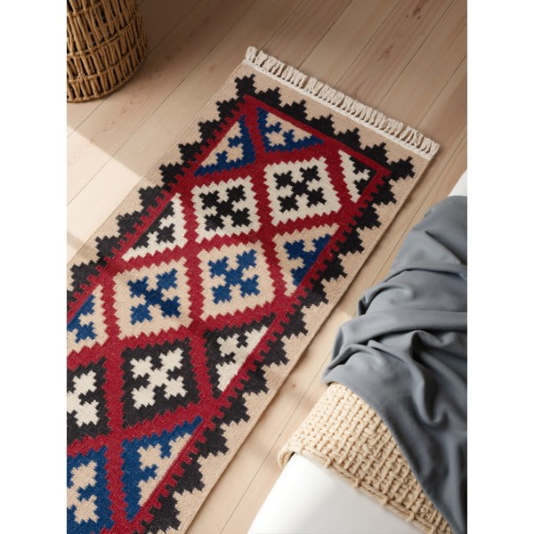 Rdeč obojestranski ročno tkan volnen tekač 60x190 cm Kamal Rami – Nouristan-image-2