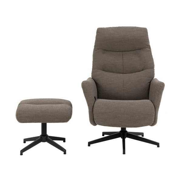 Sivo-rjav fotelj za sprostitev iz tkanine bouclé London – Actona-image-2