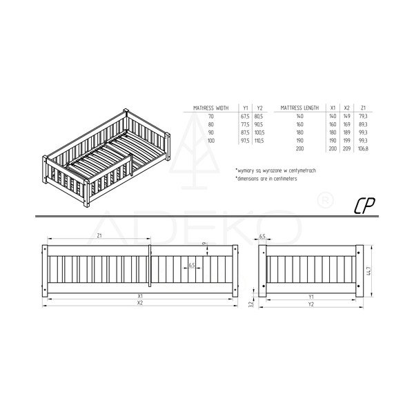 Otroška postelja z dodatnim ležiščem s prostorom za shranjevanje z letvenim dnom 120x200 cm v naravni barvi CP – Adeko-image-2