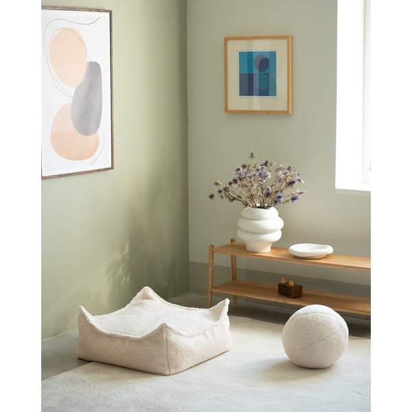 Kremno bela otroška vreča za sedenje iz tkanine bouclé Square – Wigiwama-image-4