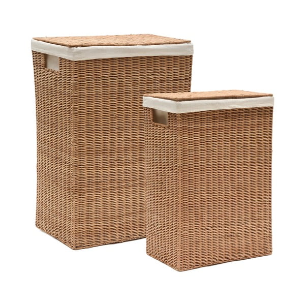 Koši za perilo v kompletu 2 ks iz ratana v naravni barvi Indali – Kave Home