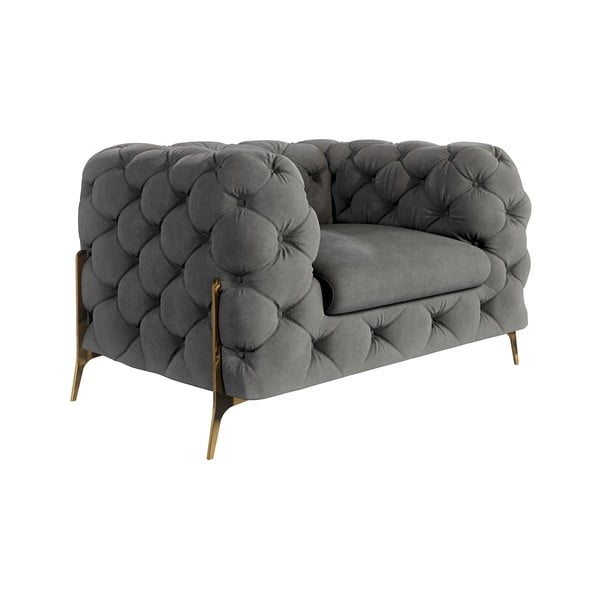 Siv žameten fotelj Chelsea Bis – Ropez