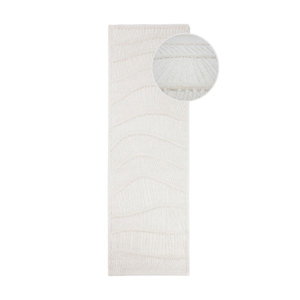 Bel ročno tkan tekač iz mešanice volne 80x230 cm Sculptured Wave – Flair Rugs