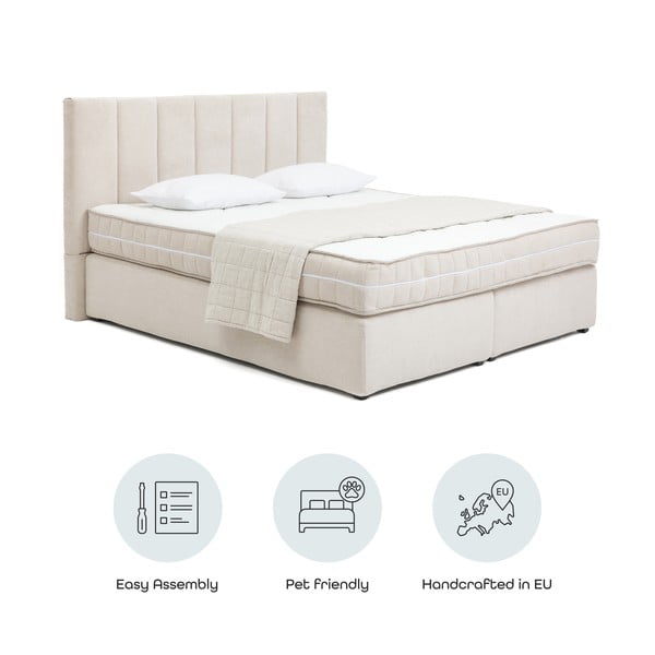 Bež boxspring postelja 180x200 cm Olia Bold Line – Bonami Selection-image-4