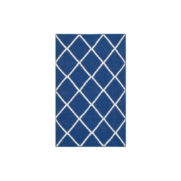 Modra preproga iz mešanice volne in bombaža Safavieh Fes, 121 x 76 cm