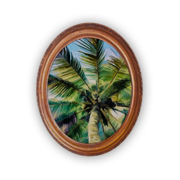 Ovalna stenska slika Velvet Atelier Palm Tree