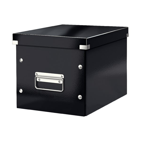 Črna kartonasta škatla za shranjevanje s pokrovom 26x26x24 cm Click&Store – Leitz
