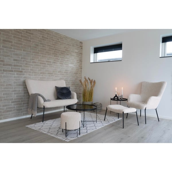 Kremno bel tabure iz umetnega krzna Alford – House Nordic-image-3