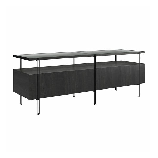 Črna TV omarica iz hrastovega dekorja 140x50 cm Wainwright - Queer Eye-image-4