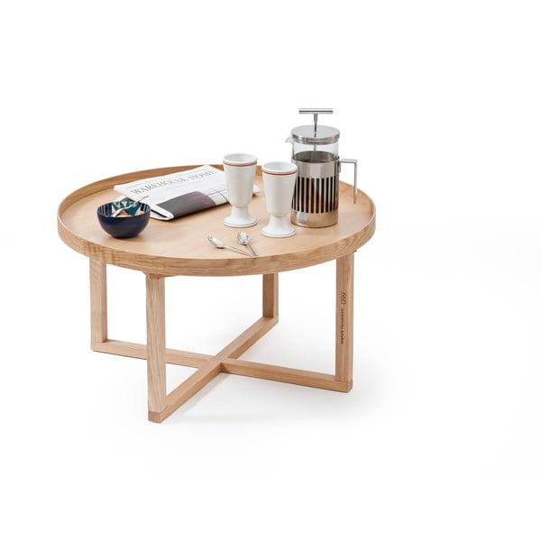 Okrogla kavna mizica iz hrastovega lesa Wireworks Round, Ø 66 cm-image-3