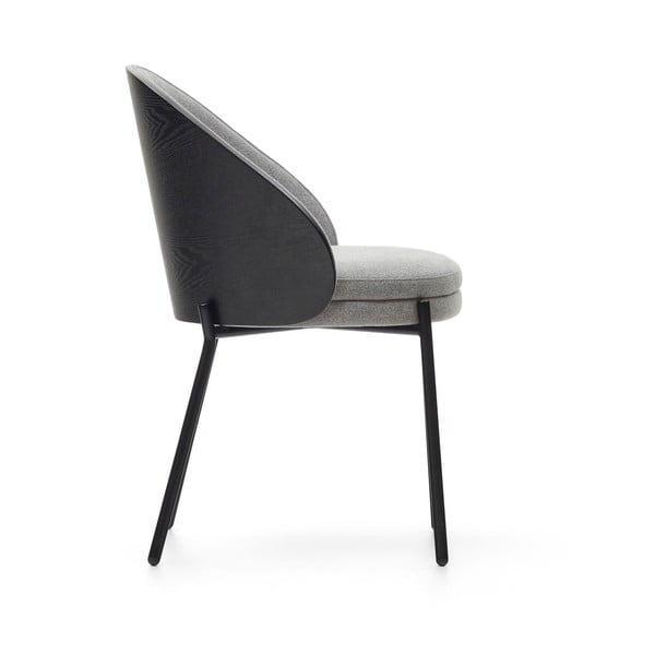 Črn/siv oblazinjen jedilni stol Eamy – Kave Home-image-3