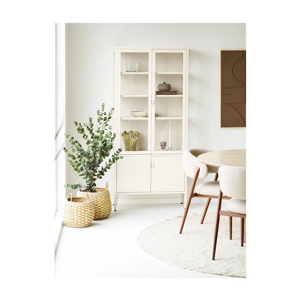 Kremno bela jeklena vitrina 80x180x35 cm Brisbane – House Nordic-image-1