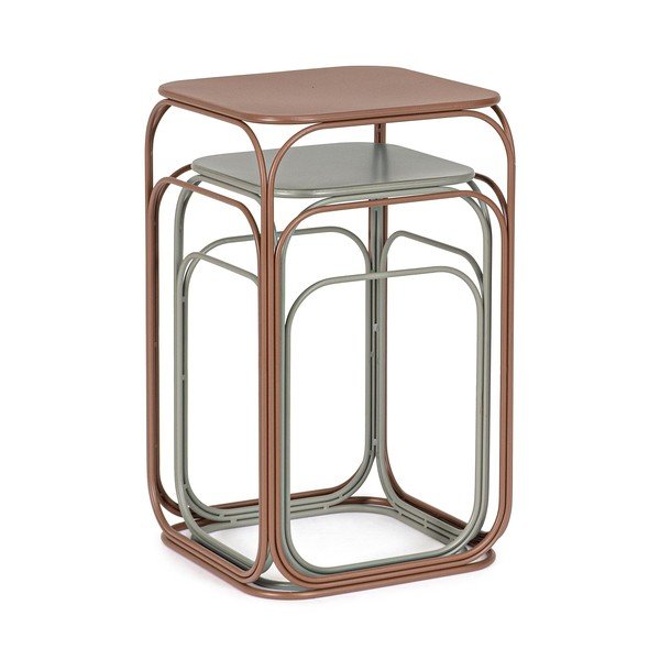 Sive/v barvi terakote kovinske mizice v kompletu 2 ks 36x36 cm Clarity – Bizzotto-image-1