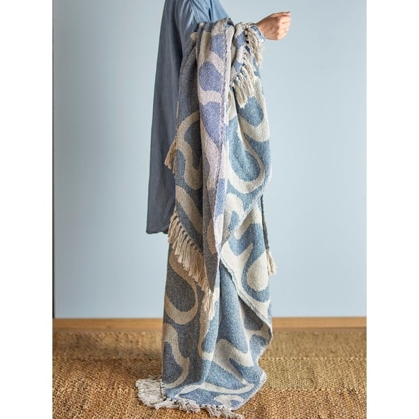 Modro-bež odeja iz recikliranega bombaža 130x160 cm Salobre – Bloomingville-image-1