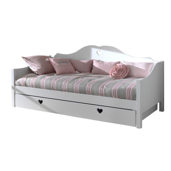 Bela otroška postelja iz masivnega bora z dodatnim ležiščem in prostorom za shranjevanje 90x200 cm AMORI – Vipack