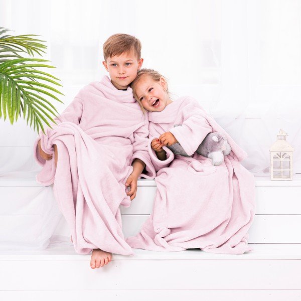 Rožnata otroška TV odeja z rokavi DecoKing Lazykids-image-3
