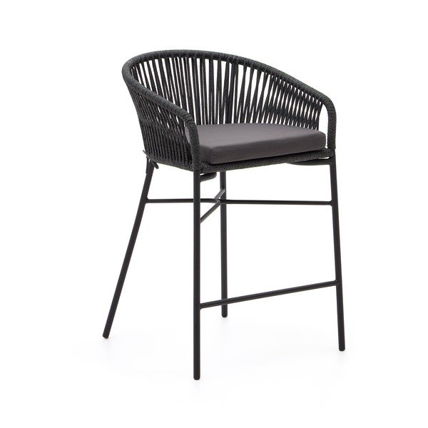 Črn kovinski/oblazinjen vrtni barski stol Yanet – Kave Home