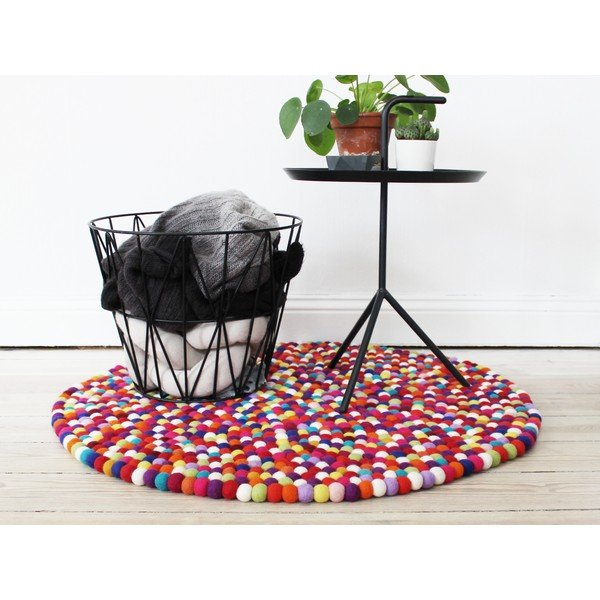 Temno rdeča preproga iz volnenega filca Wooldot Ball Rugs, ⌀ 120 cm-image-2
