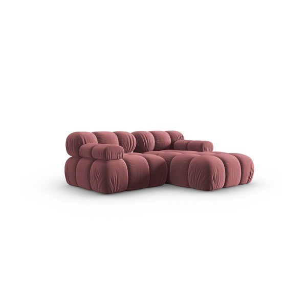 Rožnata žametna kotna sedežna garnitura (desni kot) Bellis – Micadoni Home-image-3