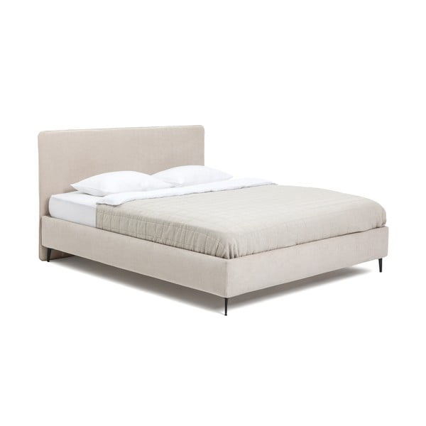 Bež oblazinjena zakonska postelja z letvenim dnom 180x200 cm Noira Slim – Bonami Selection