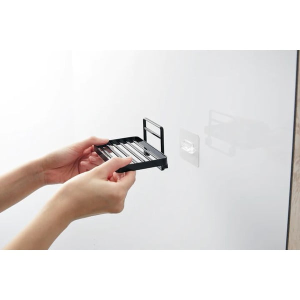 Črn kovinski podstavek za milo z namestitvijo brez vrtanja Film Hook – YAMAZAKI-image-2