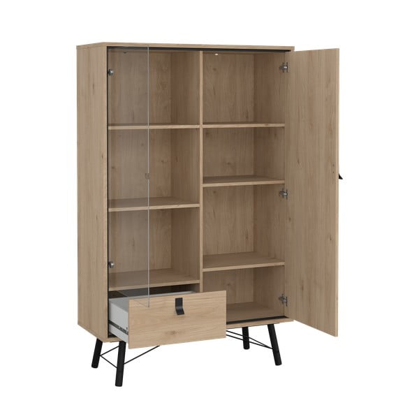 Vitrina v hrastovem dekorju 102x162x40 cm Ry – Tvilum-image-3