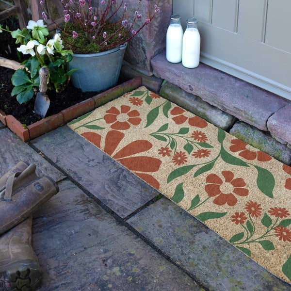 Predpražnik iz kokosovih vlaken 40x120 cm Red & Green Floral – Artsy Doormats-image-2