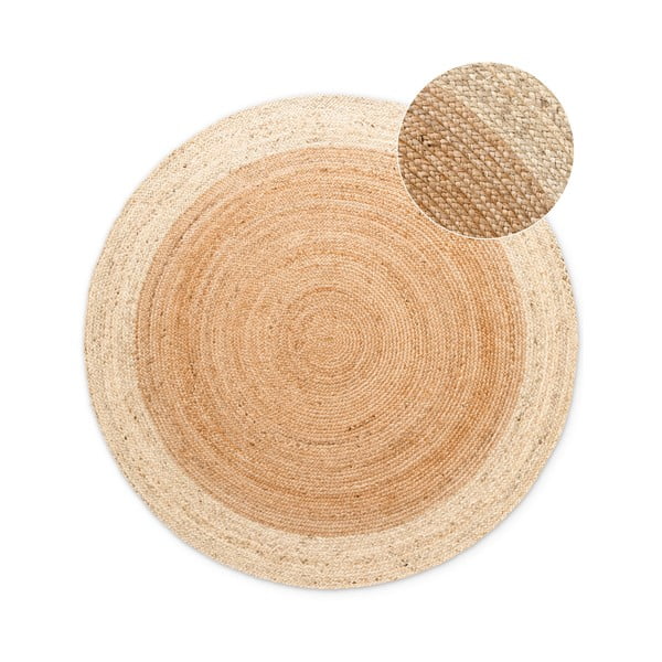 Obojestranska ročno tkana okrogla preproga iz jute v naravni barvi ø 200 cm Jutta Gold – Hanse Home