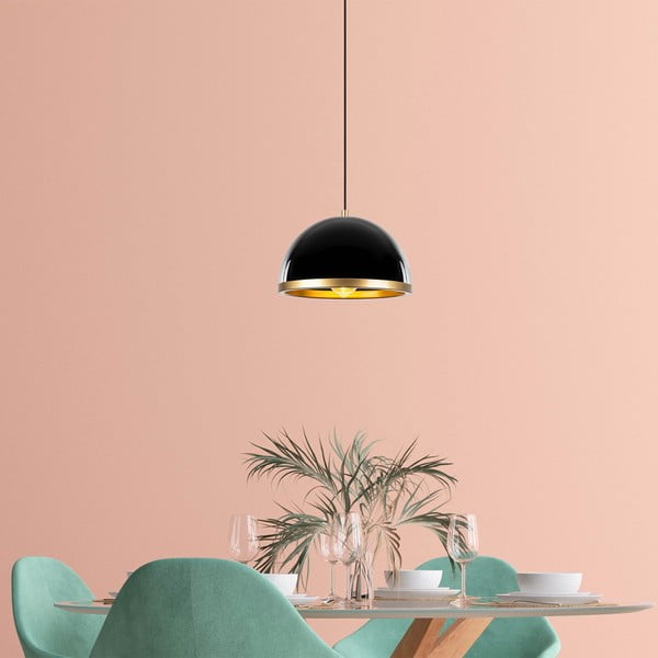 Črna/zlata viseča svetilka s kovinskim senčnikom ø 30 cm Ferenci – Opviq lights-image-3