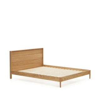 Zakonska postelja iz masivnega hrasta z letvenim dnom v naravni barvi 160x200 cm Lenon – Kave Home