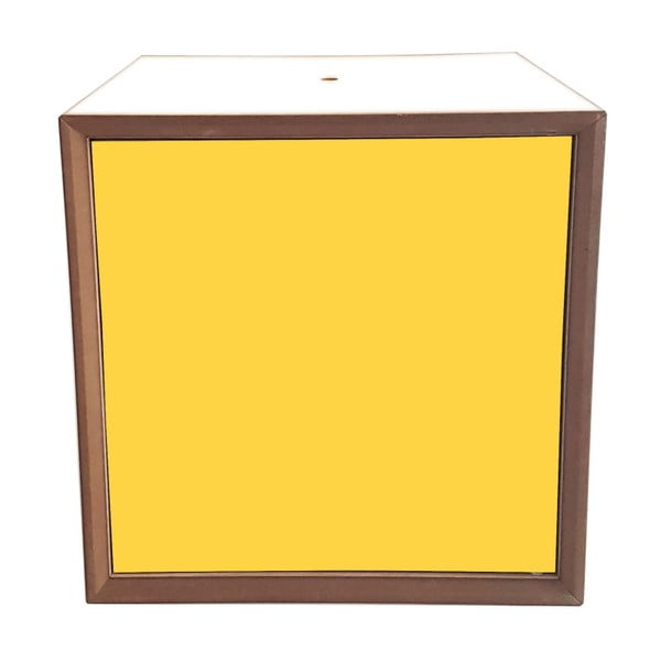 Polica z belim okvirjem in rumenimi vrati Ragaba PIXEL, 40 x 40 cm