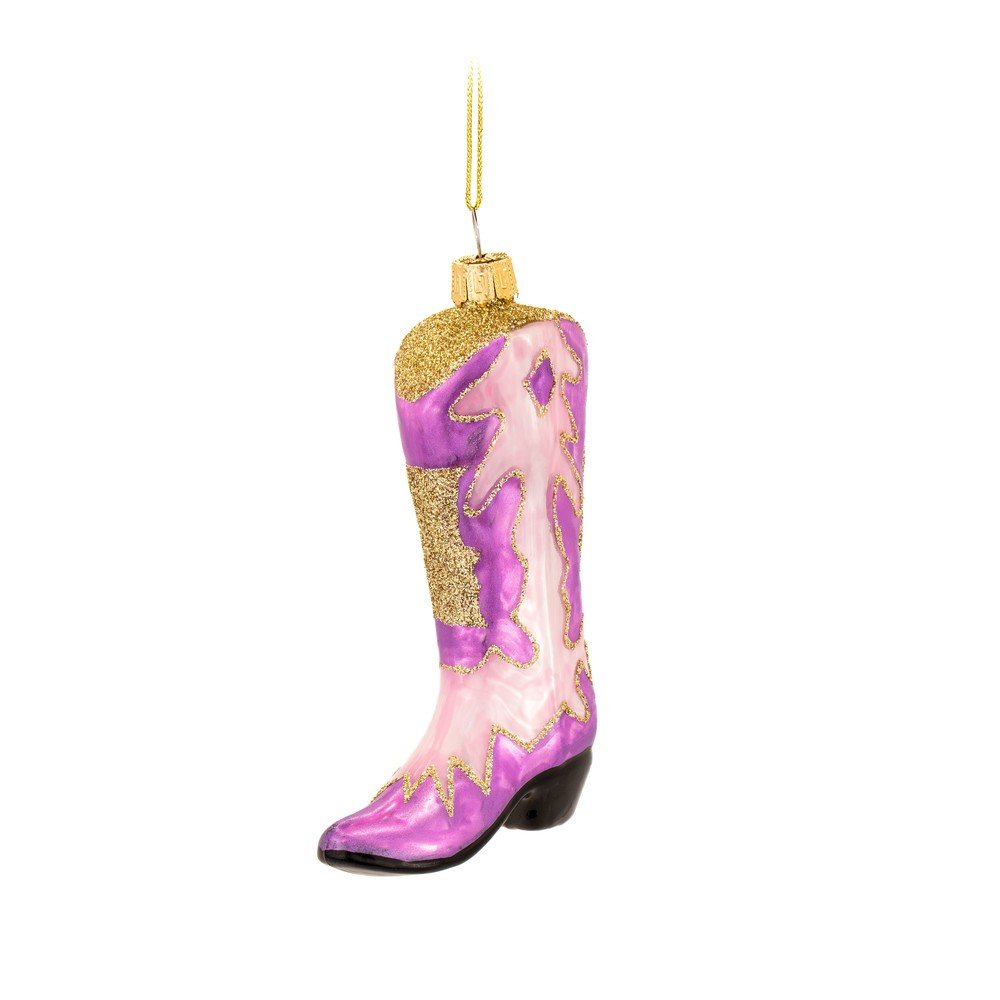 Steklen okrasek za jelko 7 cm Cowboy Boot