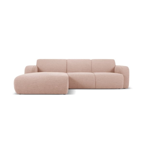 Rožnata kotna sedežna garnitura iz tkanine bouclé (levi kot) Molino – Micadoni Home