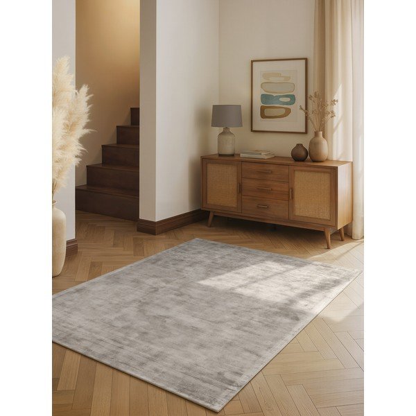 Siva ročno tkana viskozna preproga 80x150 cm Noemi – Vikosa-image-1