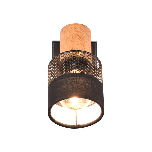 Črna/naravna stenska svetilka ø 7 cm Nandini – Trio-image-2