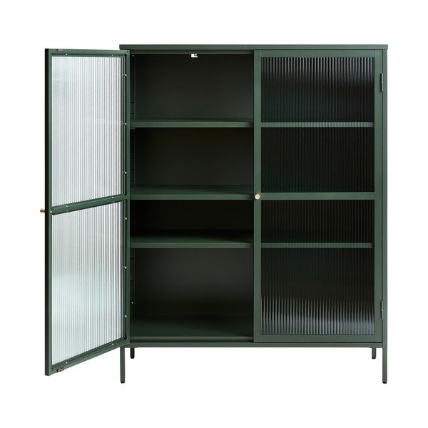 Zelena kovinska vitrina Unique Furniture Bronco, višina 140 cm-image-2