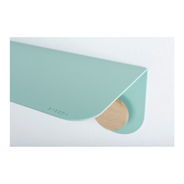 zelena tenska polica iz jekla z detajli iz hrastovega lesa z 2 kavljema Gazzda Hook, dolžina 70 cm-image-3