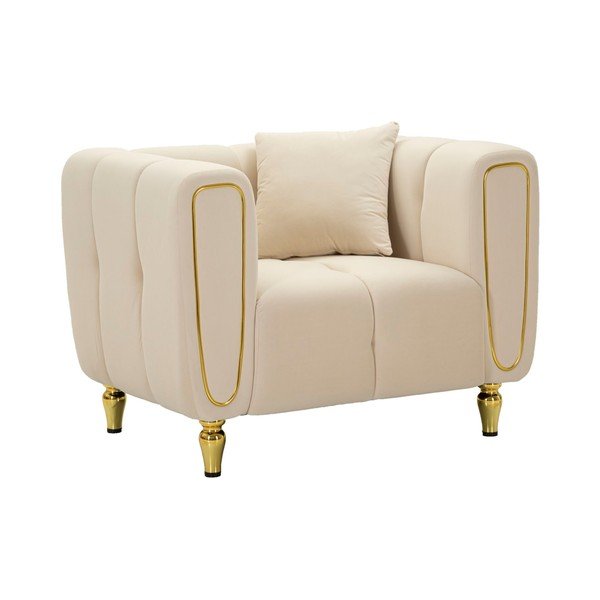 Kremno bel žameten fotelj Alma – Mauro Ferretti