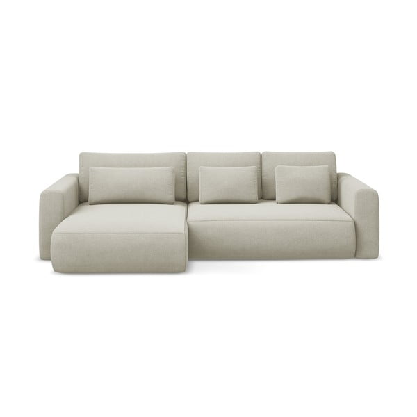 Bež raztegljiva/s prostorom za shranjevanje kotna sedežna garnitura (levi kot/z ležalnikom) Kapua – Makamii