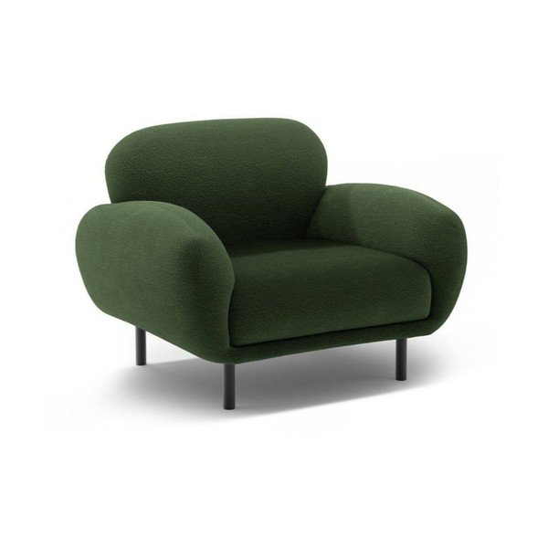 Zelen fotelj iz tkanine bouclé Poppy – Micadoni 