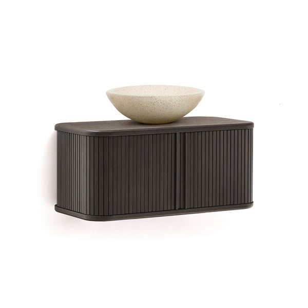 Temno rjava stenska omarica za pod umivalnik v jesenovem dekorju 90x40 cm Mailen – Kave Home-image-3