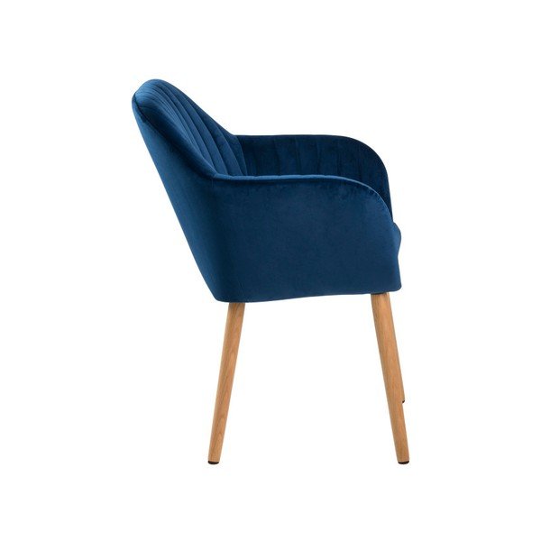 Temno moder oblazinjen jedilni stol z nasloni za roke Emilia – Actona-image-2