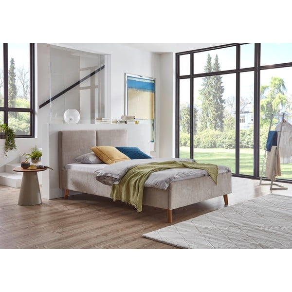 Bež oblazinjena zakonska postelja z letvenim dnom 140x200 cm Piano – Meise Möbel-image-1