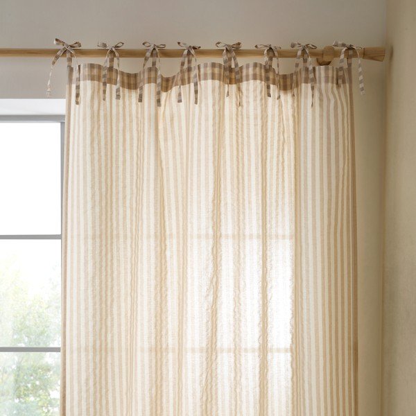 Bež zavesa 140x183 cm Zanzibar Woven Stripe – Pineapple Elephant