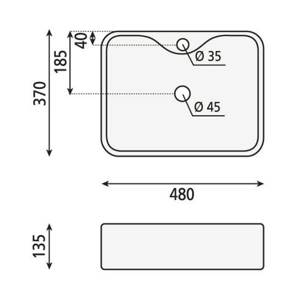 Beli keramičen umivalnik Sapho Balena, 48 x 37 cm-image-3